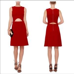 Suno Red Cutout Crew Neck Wool Blend A-line Dress, EUC, Size 2, MSRP $595